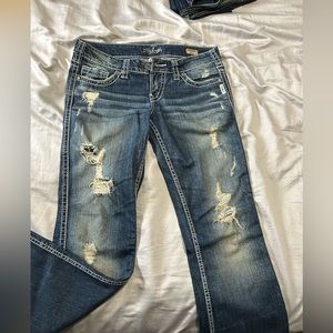 3 items for $30 Silver jeans distressed denim dark wash 28